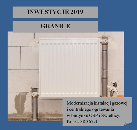 Modernizacja instalacji gazowej i c.o. w budynku OSP w Granicach